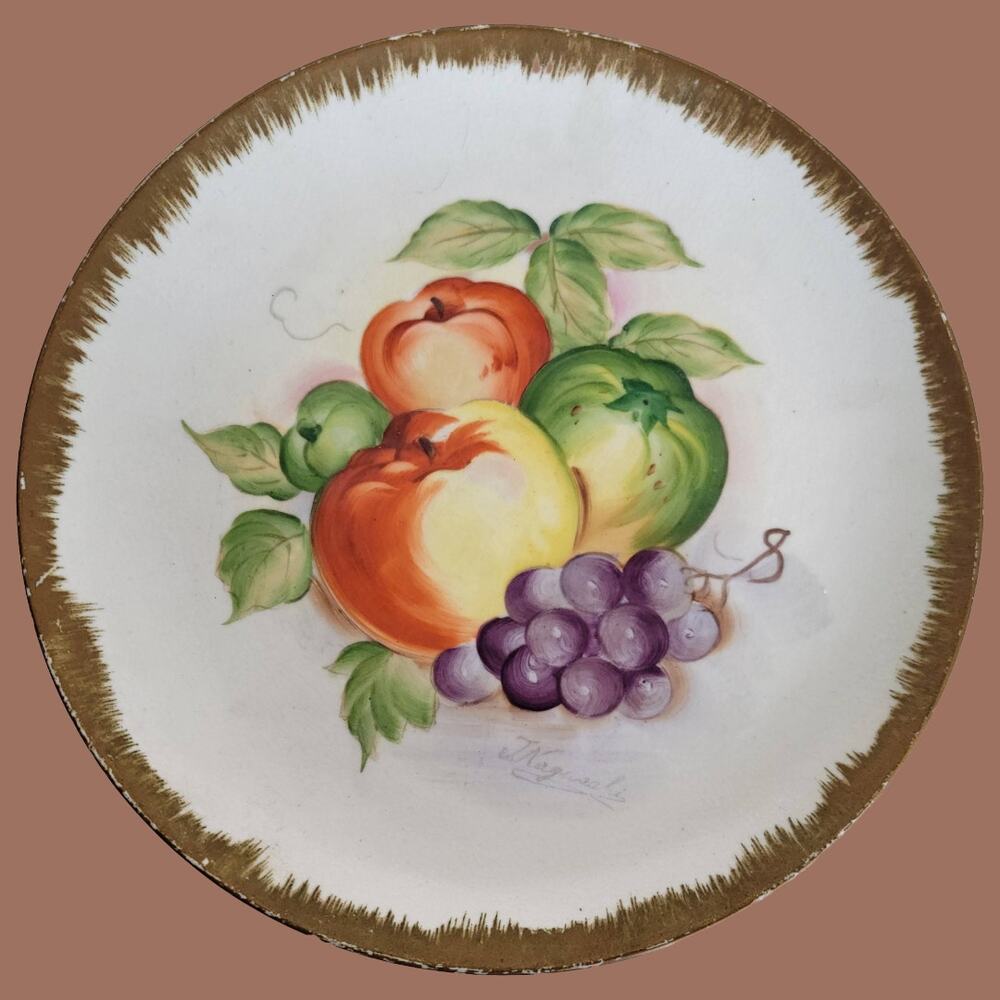 Vintage 1950s Fruit Medley Decorative Plate, Hand Painted & Signed Enesco Japan